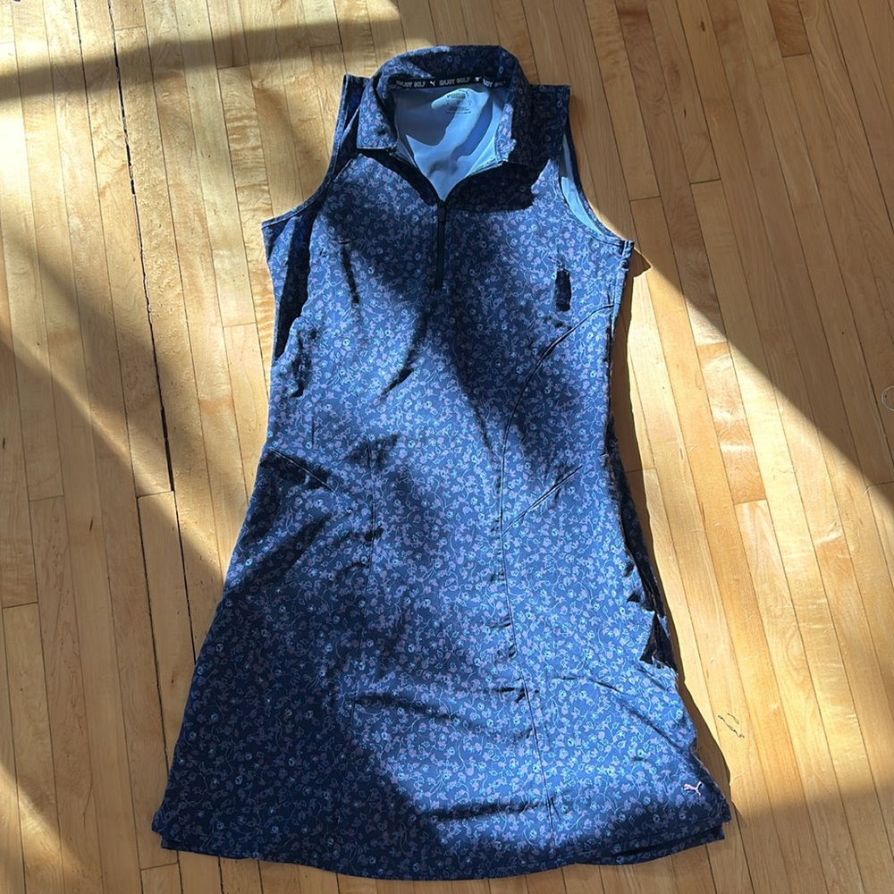 Puma gorgeous dark purple/navy floral golf dress S